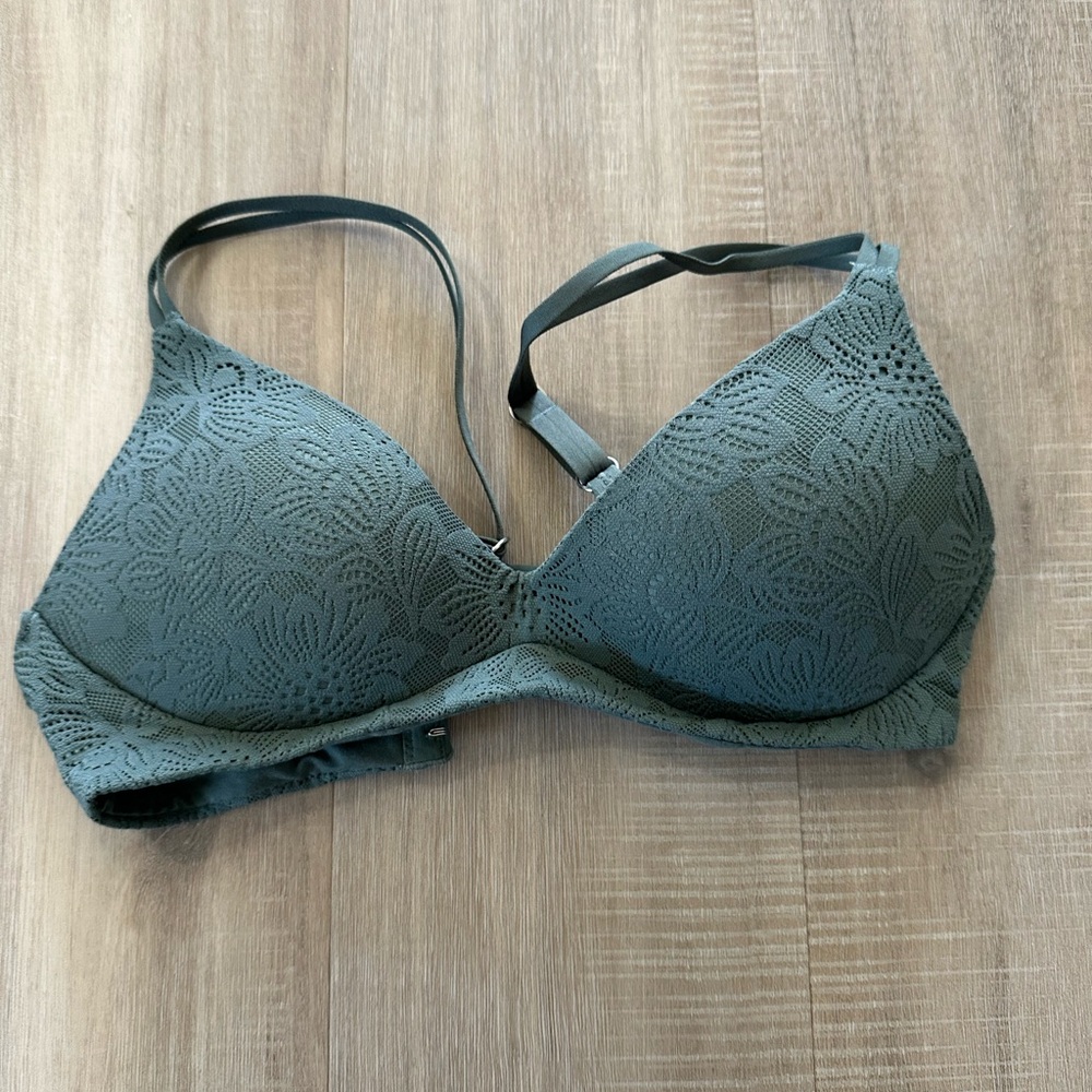 Aerie Green Lace Bra with Adjustable Straps